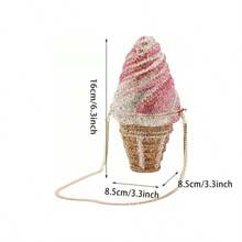 Cute Ice Cream Rhinestone Clutch Diamond Crystal Purse Evening Bags