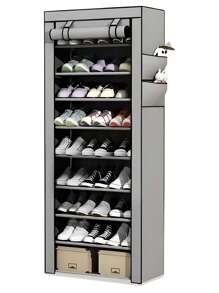 Shoe Rack Shoe Organizer 9 Levels Compartments Metal Color Gray - Grey - View 1