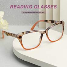1 st. Elegante grote frame dames leesbril, premium luipaard gradiënt kleur, modieuze lentekleuren, hoogwaardig pc-frame met comfortabele elastische pootjes, een klassieke stijlvolle dames leesbril