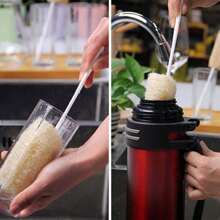 3pcs Natural Loofah Dish Scrub Pads, Loofah Cup Brush, Thermal Bottle & Milk Bottle Brush, Cleaning Brush Set