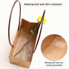 10 Pcs Kraft Paper Tote Bags, Waterproof And Stain Resistant Gift Packaging Tote Bags, Suitable For Gift Boxes, Flower Packaging Bags, Flower Arrangements, Rose Bouquets, Flower Baskets, Etc,Mother's Day Holiday Gift Packaging, Bouquet Gift Packaging Bags, Etc
