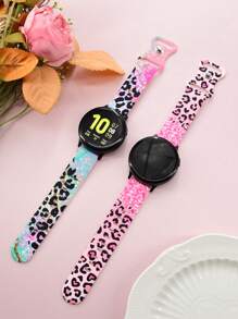 1PC Glitter Pink Leopard Printed Silicone Bracelet Watch Strap Compatible With Samsung Galaxy Watch4/Watch4 Classic/Watch5/Watch5 Pro/Watch6/Watch6 Classic/Watch7 Watch Bands
