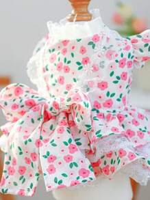 PETCIRCLE 1 pieza Ropa para mascotas, Conjunto para perro/gato, Elegante y lindo atuendo para perros pequeños, Vestido cómodo con estampado floral de rosa para mascotas pequeñas - Multicolor - Ver 9