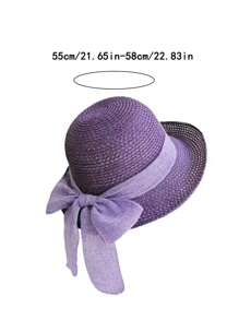 1pc Women's Multicolor Straw Hat, Large Brim All-Match Sun Hat, Beach Sun Protection Hat, Foldable Korean Style