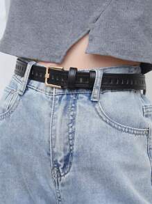 Korean Popular Belt With Holes All Over, INS Style Women's CHIC, Simple And Versatile Belt With Holes And Without Holes