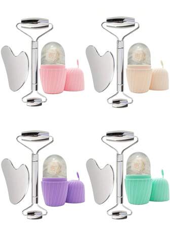 Juego de cuidado facial de 3 en 1 - Herramientas de cuidado facial reutilizables y a prueba de fugas para levantar, dar forma y masajear, rodillo de hielo para relajación de todo el Body, excelente para el Día de San Valentín, el Día de la Madre, Navidad