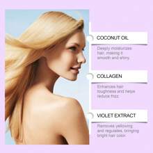 100ml 紫色洗发水和发膜套装，适合金发和灰发，去除黄色和锁色，注入椰子油，修复、保湿、去黄清洁滋养洗发水