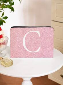 Letter Print Foundation Girl Gift Party Makeup Bag Zipper Bag Double Lined Toiletries Handbag Storage Makeup Bag Toiletry Bag Travel Wash Bag Toiletry Travel Bag Makeup Storage Beach Beach Bag Vacation Holiday Essentials School Supplies Travel Essentials Ladies For College Dorm Bathroom