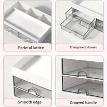 1pc With 4 Drawers Cosmetic Storage Box Skin Care Assistant Multi-Purpose Storage Basket White Cosmetic Organizer Bathroom Shelf Pencil Cup Pot Home Decoration Suitable For Cosmetics Stationery Lipstick Nail Polish Ruler Perfume Watch Hairpin Office Study Dormitory Accessories,For Holiday Beach, Bathroom Collection, Bedroom Collection, Large Capacity