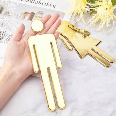 20.07cm Acrylic Bathroom Sign For Men & Women, Reusable Self-Adhesive Toilet Door Decal, Glitter Surface, Suitable For Office Use - Silver/Gold, Christmas/Halloween Gift Decor Bathroom Accessories