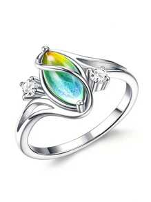 1 件时尚方晶锆石戒指，适合女士，情人节礼物，结婚周年派对珠宝，妈妈，母亲，母亲节，礼物 - 1# - 查看 8