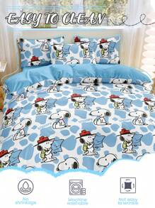 SNOOPY 2/3pcs Snoopy Duvet Cover Set, Snoopy Bedding, Cozy And Anti-Pilling Bedding Set, Soft And Breathable Bedding, Cartoon Style Comforter Cover Set, Fits For Twin Full King Queen All Size Beds, Suitable For All Seasons, Chic Lovely Decorative Comforter Cover Set For Bedroom Dorm, Machine Washable, Back To School Season