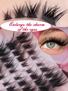 80pcs 10Rows Fox Cat Cluster Lashes Natural Look Fluffy Faux Mink False Eyelashes Sexy Lashes Extension Makeup Lash Clusters Manga Lashes Fox Cat Eye Lashes Left & Right Individual Lashes Wispy DIY Lash Extension Natural Cluster Lashes For Home Party,Christmas,Valentine's Day, Traveling, Photoshoot, Festivals Makeup - 黑色 - 查看 5