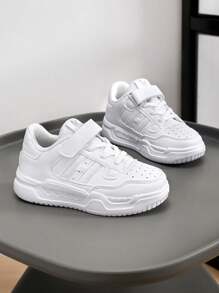 White Sneakers For Boys & Girls, School Children Canvas Shoes, Kids' Outdoor Sports Casual Shoes, Slip-Resistant , Suitable For All Seasons - White - View 3