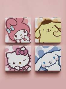 Sanrio 1 pieza Espejo compacto Kt Cat de Sanrio - De doble cara, plegable y portátil con llavero, accesorio perfecto para viajes o regalo de pareja con los personajes de Cinnamorolls y Pompompurins, diseño adorable de My Melody y Hello Kitty, regalo de cumpleaños, decoración del hogar y baño, organizador de maquillaje de verano, accesorios de baño, regreso a la escuela