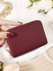 Burgundy Bag Charry Red Bag Wine Red Bag,Stylish Women's Short Wallet With Zipper Closure, Multi-Card Slots For Credit Card And Coin Storage, Compact And Portable Design Perfect For Travel, Work, And Daily Use, Ideal Gift For Girlfriend, Mother, Or Teacher, Fashionable And Minimalist Style - Burgundy - View 2