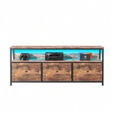 Creahappy TV Cabinet - TV Cabinet With 3 Fabric Drawers And Open Compartment - TV Stand For Living Room - Dining Room And Bedroom - Vintage Brown And Black - Nâu và đen cổ điển - Xem 5