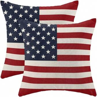 2 件套 7 月 4 日枕套，美国国旗，爱国装饰枕套农舍独立日靠垫套，沙发，夏季家居，户外装饰，单面，无枕芯