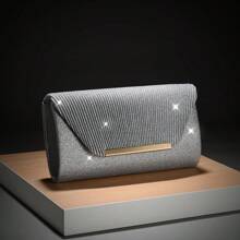 Luxury Envelope Evening Clutch Bag New Bright Grain Wrinkle Textured Long Hardware Shoulder Bag Wedding Handbag For Wedding Bag