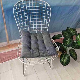 Corduroy Seat Cushion With Ties, Soft & Warm Plush Chair Pad For Dormitory, Office, Dining Chairs & Meditation