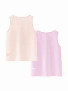 mini bala Áo ba lỗ co giãn mềm mại của cô gái trẻ, lớp nền mùa xuân, không thấm mồ hôi - hồng - Xem 2