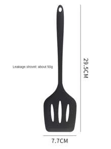 8 pièces Set de cuisine en silicone pour la maison, comprenant une spatule chinoise, une louche, une passoire, une poêle, une cuillère à soupe, un service à pâtes, des pinces à salade, un dilueur de miel, disponibles en rouge et noir