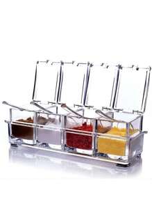 4-Piece Spice Rack For Spices, Herbs, Clear Sturdy Plastic - Clear - View 1