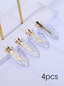 4pcs Metal Shards Transparent Hair Clip. No Trace Hair Clip. The Golden Fragments Are Random. Suitable For Wearing In Any Scenario, Hair Accessories, Head Accessories - Multicolor - View 12