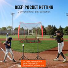 7x7 Ft Baseball Softball Practice Net, Portable Baseball Training Net For Hitting Batting Catching Pitching, Backstop Baseball Equipment Training Aids With Strike Zone, Net Only - 7x7 ft - 查看 6