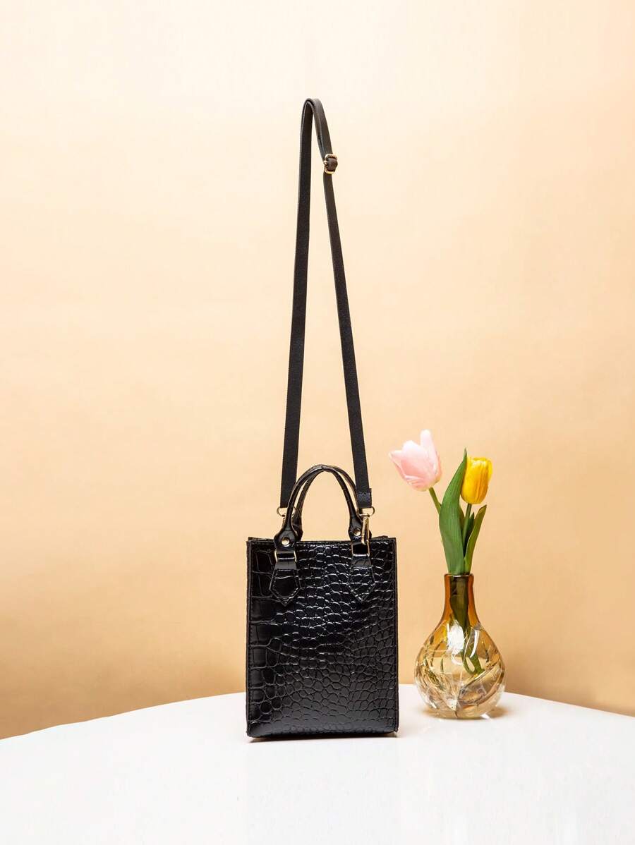 Fashion Embossed Crocodile Pattern Mini Handbag, Fit For Smartphone, Women's Shoulder Crossbody Bag