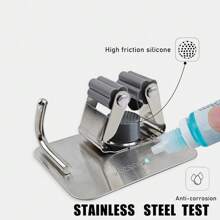 Stainless Steel Broom And Mop Holder With Adhesive Base, Wall-Mounted Tool Rack, Suitable For Home Organization - Multicolor - View 6