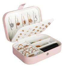 Travel Jewelry Box, PU Leather Small Jewelry Organizer For Women Girls, Portable Mini Travel Case Display Storage Holder Boxes For Stud Earrings, Rings, Necklaces, Bracelets