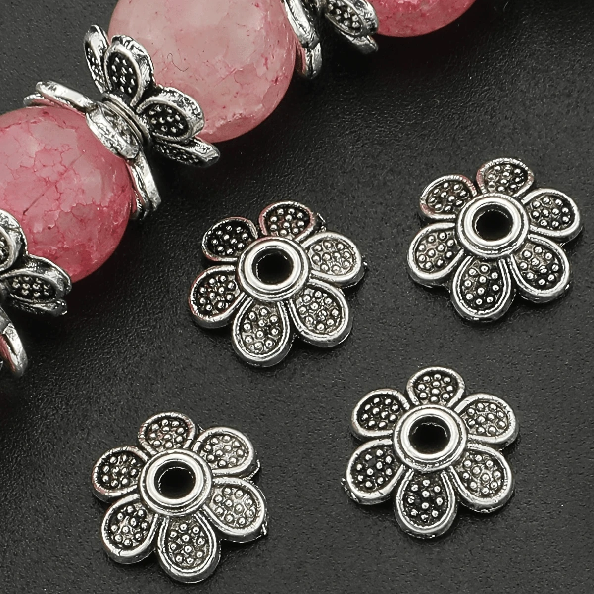 50PCS100pcs/200pcs Antique Silver Small Daisy Petals Alloy Spacer Beads, Used For Bracelets, Earrings, Key Chains, Anklet Jewelry, Handicraft Making