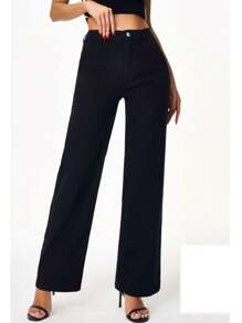 PALAZZO BLACK JEANS - 黑色 - 查看 1