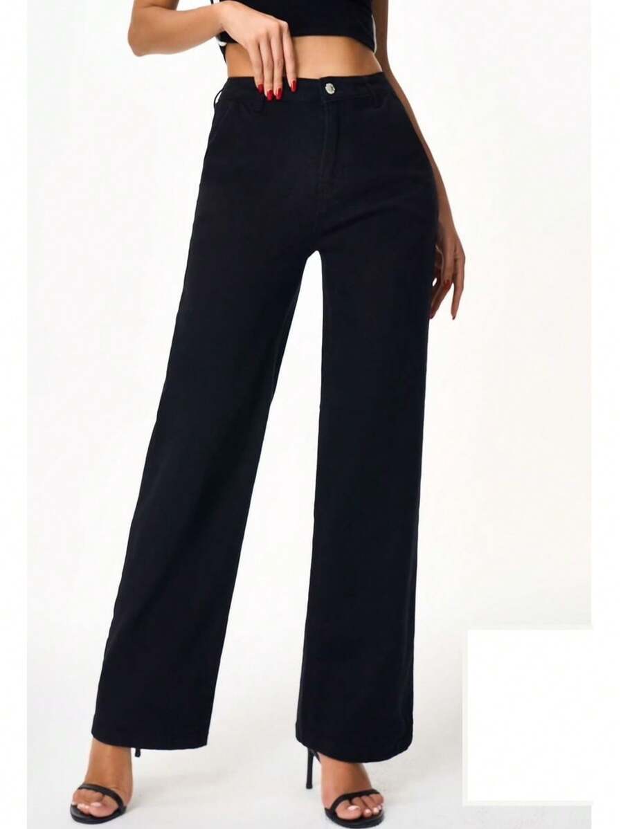 PALAZZO BLACK JEANS - 黑色 - 查看 1