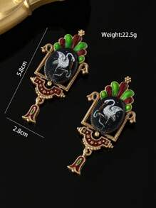 1 条城堡项链和 1 对城堡耳环，印在古董镀金铜合金上，适合日常佩戴，送给朋友、节日、派对和特殊场合的礼物，复古欧式风格