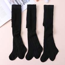 3 双女童纯色印花紧身裤、打底裤，适合年轻女孩的日常休闲穿着 - 彩色 - 查看 6