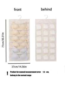1pc Dual Sided Closet Hanging Organizer With Mesh Pockets, 6+18 Pockets, Dual Sided Hanging Pockets, Wardrobe Storage Bags, Oxford Cloth Space Saving Storage Bag For Bra Underwear Underpants Socks Reversible Underwear StorageHanging StorageHanging Bag, Socks, Underwear Storage, Home Wall, Wardrobe, Bra Storage