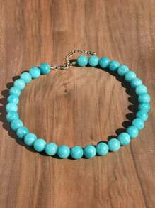 12mm Natural Stone Bead Necklace, Fashionable Dopamine Inspired Colorful Vintage Exaggerated Choker Necklace With Natural Crystal, Aquamarine, Peridot - Multicolor - View 17