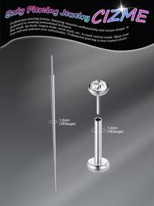 CIZME 银色无螺纹鼻钉 18g 平背鼻钉 18g 软骨耳环 平背 平背鼻钉 18 号无螺纹鼻环 推入式耳蜗耳钉 女士 8mm，平背耳环耳钉 无螺纹耳屏唇钉 软骨唇 美杜莎耳蜗 身体穿孔首饰 防过敏 男女皆宜 - 銀色 - 查看 3