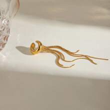 1PC Stainless Steel Tassel Clip Earrings Waterproof Hypoallergenic Bohemian Party Style Women's Jewelry