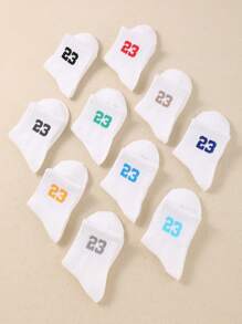 10-Pairs Breathable And High-Stretch White Kids Socks With Number 23 Design - Comfortable Children's Sport Socks For Ages 1-14 - Multicolor - View 2