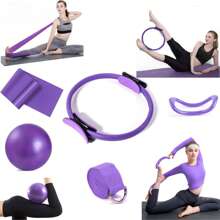 1 Set Of Pilates Training Equipment, Including Pilates Circle, Pilates Pull Belt, Yoga Stretch Auxiliary Belt, Yoga Stretching Ring, 25cm Matte Explosion-Proof Yoga Ball, Women's Home Pilates Equipment, Fitness And Body Shaping, Stretching And Hunchback Correction, Elastic Stretching, Auxiliary Fitness Equipment Suitable For Gifts Yoga Lovers And Men And Women's Gyms And Families