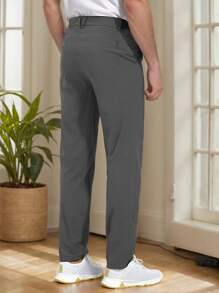 SANOPY 2 Pack Men's Classic Fit Solid Color Fashion Flat Front Dress Pants With Strap Pockets - 彩色 - 查看 2