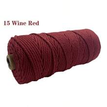 Corda in 100% cotone da 3mm, colorata, corda ritorta fatta a mano per macramè, filo per decorazioni fai-da-te, matrimoni, confezione da 100m