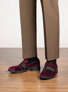 Men Dress Tuxedo Shoe Slip-On Classic Patent Leather Loafers For Formal Events And Special Occasions Christmas Style - 酒紅色 - 查看 9
