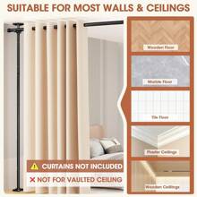 Room Divider Curtain Rod, Adjustable No - Drill Space Partition, 4 - 10ft(H) 28 - 70inch(), Heavy Duty Temporary Floor - To - Ceiling Tension Rod, Black, Space Saver - White - View 11