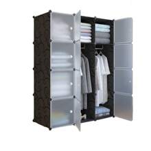 Closet Cube Portable, Modular, Stackable Modular DIY Closet, With Rod For DIY, Wardrobe, Combined, Space Saving, Plastic, Organizer, Cube, Coat Rack - style 2 - 查看 1