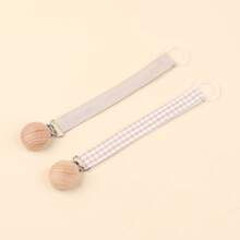2 piezas Clip personalizado para chupete de bebé con estampado de lunares lindos, patrones personalizados para niños y niñas, clip universal para chupete de bebé, - Multicolor - Ver 10