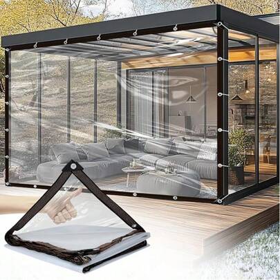 8x10 FT Clear Waterproof Tarps Heavy Duty Outdoor Garden Rainproof Covering,Transparent Vinyl Tarp For Covering Henhouse Porch Canopy Plant Camping